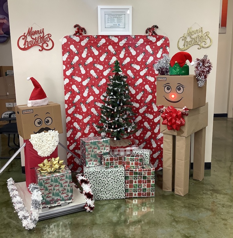 Christmas Display Made From Moving Supplies