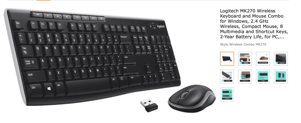 Logitech MK270 Wireless Keyboard and Mouse Combo for Windows, 2.4 GHz Wireless, Compact Mouse, 8 Multimedia and Shortcut Keys, 2-Year Battery Life, for PC, Laptop